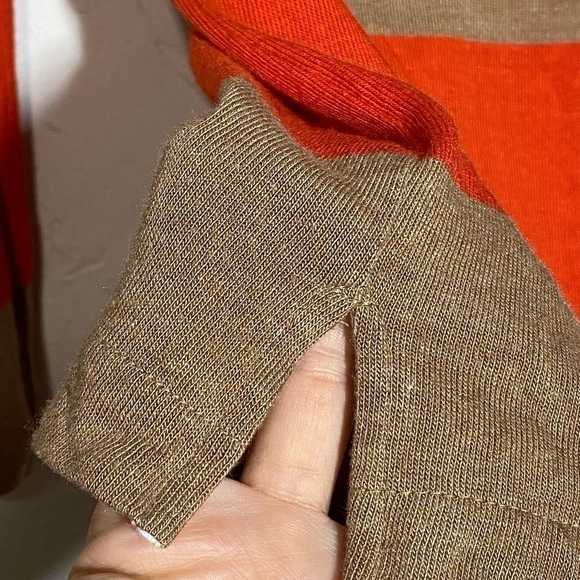 ✅ J.CREW Rugby Stripe Boatneck Top Shirt Orange Tan Top Sz XXS - Picture 7 of 10